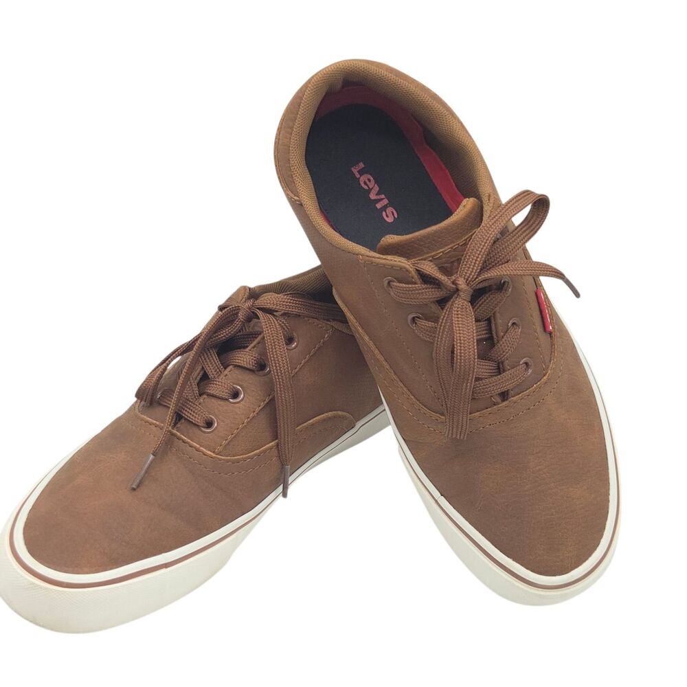 Levis Mens Shoes Size 8 Casual Sneakers Comfort Flats Brown Low Top Faux Leather